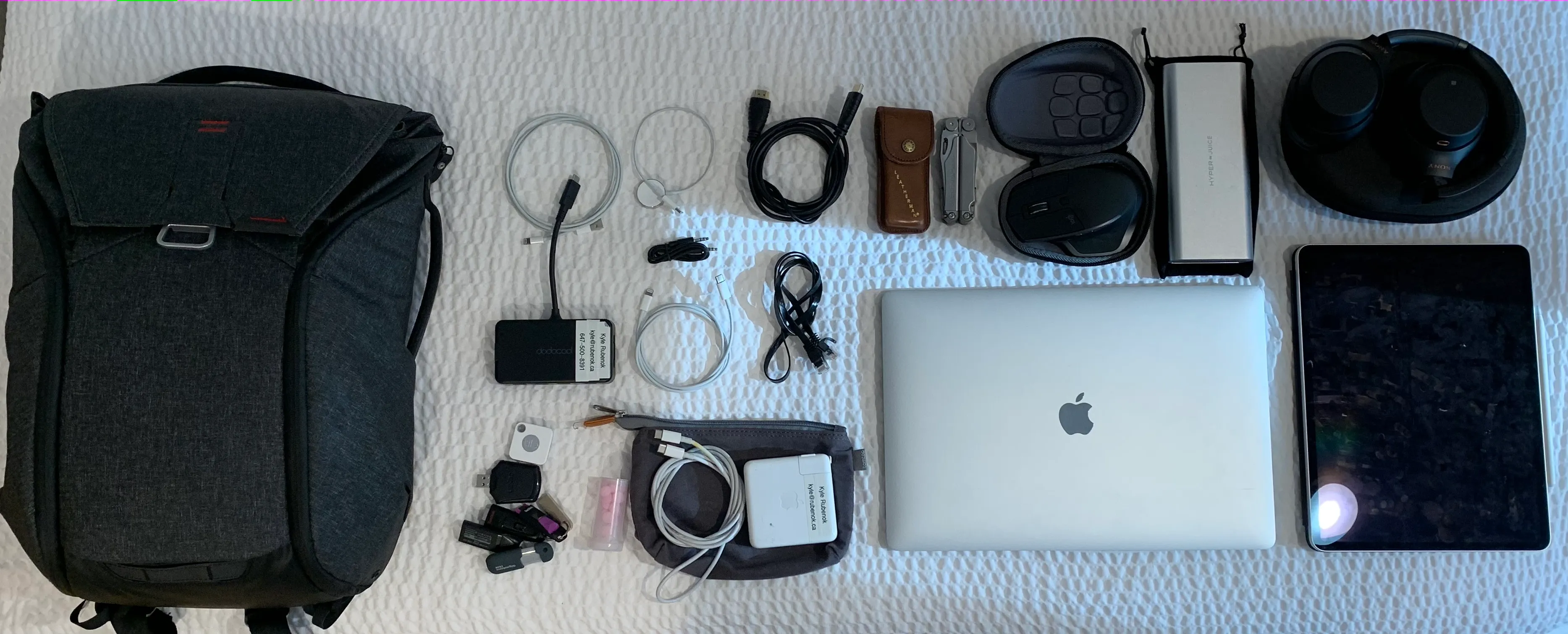 Layflat of backpack contents